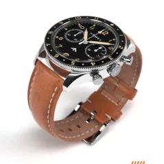 Stříbrné pánské hodinky Hemel s páskem z pravé kůže The Hemel Airfoil / Black 40 MM