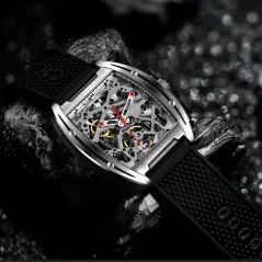 Men's silver CIGA Design watch with rubber strap Series Z Stainless Steel Black 41MM Automatic