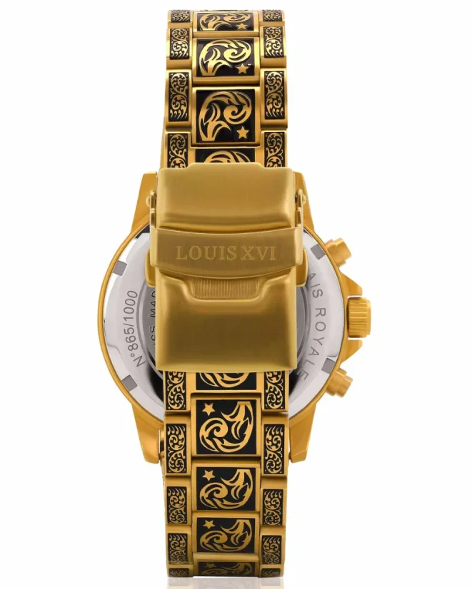 Men's gold Louis XVI watch with steel strap Palais Royale No Diamond 1700 - Gold 43MM