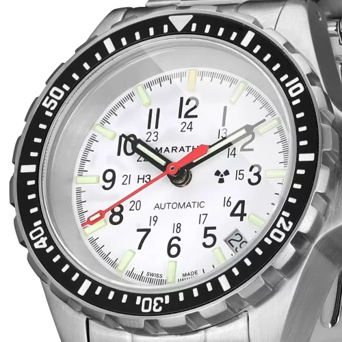 Reloj Marathon Watches plata para hombre con correa de acero Arctic Edition Medium Diver's Automatic 36MM