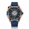 Relógio masculino de prata Mazzucato com bracelete de borracha LAX Dual Time Black / Gold - 48MM Automatic