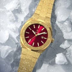 Men's Paul Rich gold watch with steel strap Signature Frosted - Sultan's Ruby 45MM