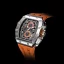 Tsar Bomba Watch zilveren herenhorloge met rubberen band TB8204Q - Silver / Orange 43,5MM