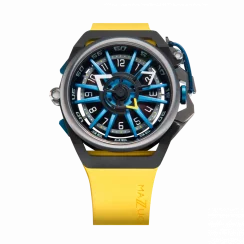 Relógio masculino de prata Mazzucato com bracelete de borracha Rim Sport Black / Yellow - 48MM Automatic