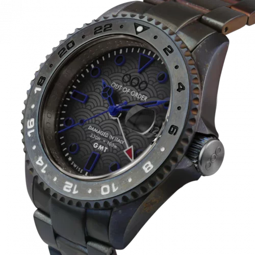 Strieborné pánske hodinky Out Of Order Watches s ocelovým pásikom GMT Tokyo Shibuya 44MM