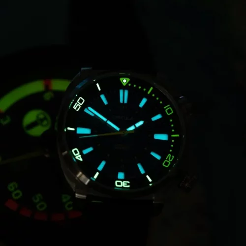 Strieborné pánske hodinky Circula Watches s gumovým pásikom SuperSport - Petrol 40MM Automatic