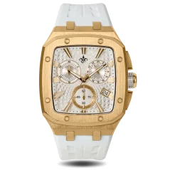 Złoty zegarek męski Ralph Christian z gumką The Spectre Chrono - Polar Dawn 44 MM