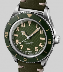 Montre Undone Watches pour hommes en argent avec bracelet en cuir Basecamp Cali Green 40MM Automatic
