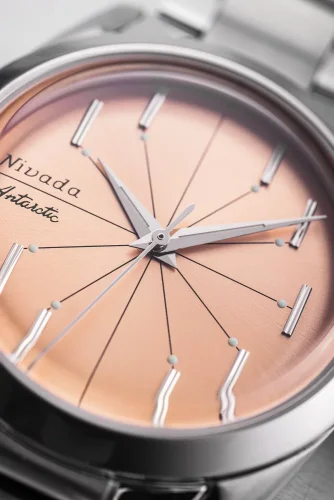 Męski srebrny zegarek Nivada Grenchen ze skórzanym paskiem Antarctic Spider 32050A15 38MM Automatic