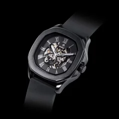 Černé pánské hodinky Ralph Christian s gumovým páskem The Avalon - Black Automatic 42MM