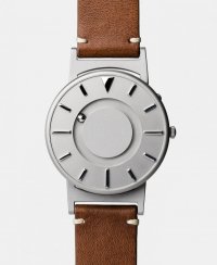 Men's silver Eone watch with leather strap Bradley Canvas Classic - Silver 40MM