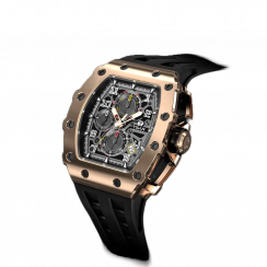 Zlaté pánské hodinky Tsar Bomba Watch s gumovým páskem TB8204Q - Gold / Black 43,5MM