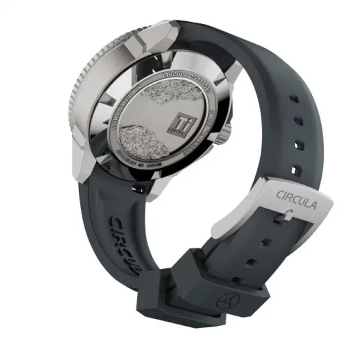 Men's silver Circula Watch with rubber strap DiveSport Titan - Black / Hardened Titanium 42MM Automatic