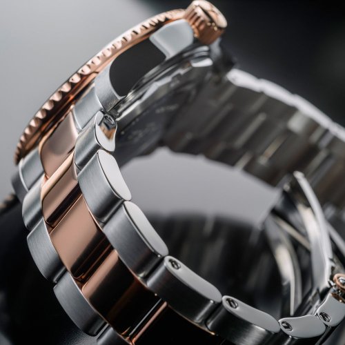 Męski srebrny zegarek Davosa ze stalowym paskiem Ternos Ceramic - Silver/Gold 40MM Automatic