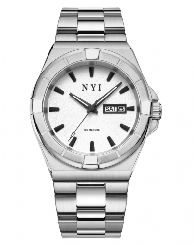 Ασημένιο ρολόι NYI Watches για άντρες με ιμάντα από χάλυβα Frawley - Silver 41MM