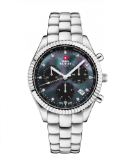 Montre Swiss Military Hanowa pour femme en couleur argent avec bracelet en acier Elegant Chronograph SM30207.01 38MM