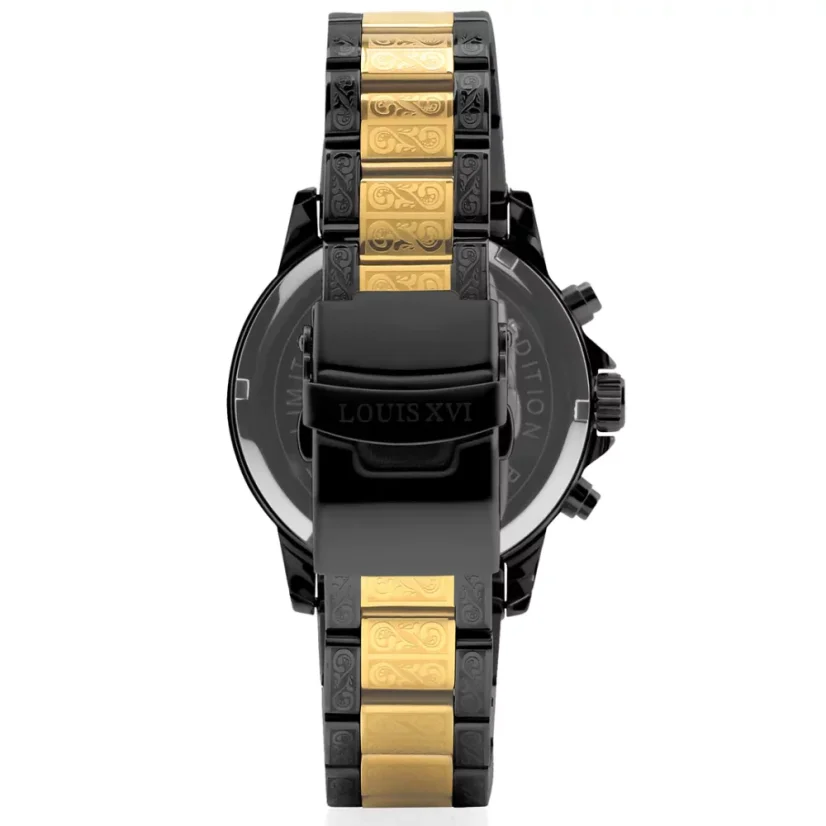 Černé pánské hodinky Louis XVI s ocelovým páskem Palais Royale 895 - Black 43MM