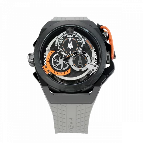 Černé pánské hodinky Mazzucato Watches s gumovým páskem RIM Monza Black / Grey - 48MM Automatic