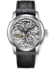 Stříbrné pánské hodinky Waldhoff s koženým páskem Quantum Ti Diamond Silver 49,8MM Automatic