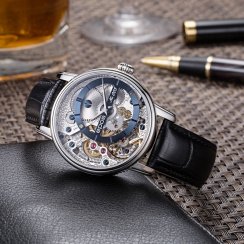 Stříbrné pánské hodinky Epos s koženým páskem Verso 3435.313.20.16.25 43,5MM Automatic