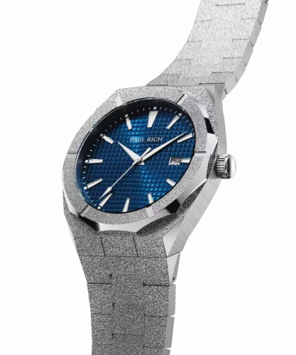 Strieborné pánske hodinky Paul Rich s oceľovým pásikom Frosted Star Dust Indigo Waffle - Silver 45MM