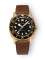 Złoty zegarek męski Nivada Grenchen ze skórzanym paskiem Pacman Depthmaster Bronze 14123A16 Brown Leather 39MM Automatic