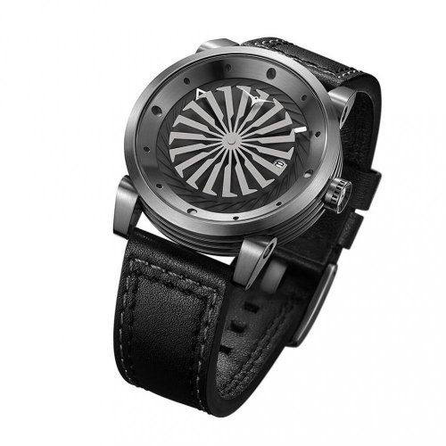 Orologio da uomo Zinvo Watches nero con cintura in vera pelle Blade Gunmetal - Black 44MM