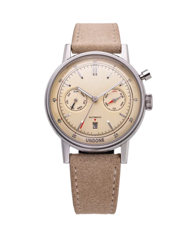 Men's silver Undone Watch with leather strap Urban Automatic Sandstorm 40MM