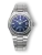 Men's silver Nivada Grenchen watch with steel strap F77 Blue Date 68001A77 37MM Automatic