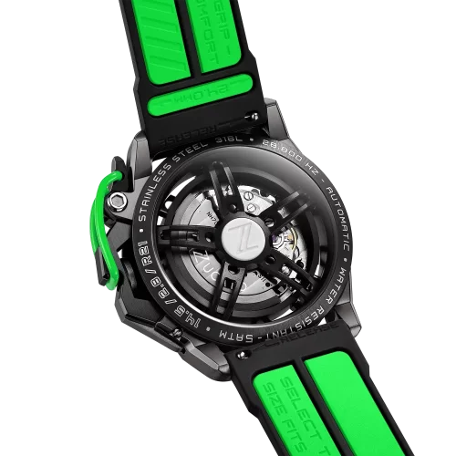 Čierne pánske hodinky Mazzucato s gumovým pásikom RIM Gt Black / Green - 42MM Automatic