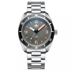 Stříbrné pánské hodinky Phoibos Watches s ocelovým páskem Reef Master 200M - Fossil Gray Automatic 42MM