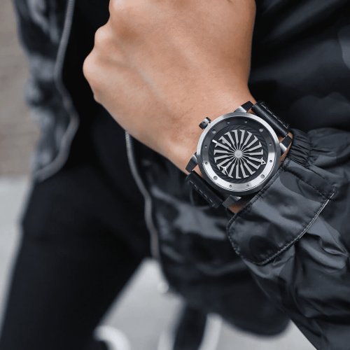 Zwart Zinvo Watches-herenhorloge met echt leren riem Blade Gunmetal - Black 44MM