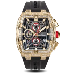 Złoty męski zegarek Ralph Christian z gumką The Polaris Chrono Ice - Regal Noir 42,5MM