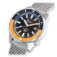 Męski srebrny zegarek Squale ze stalowym paskiem Matic Satin Orange Mesh - Silver 44MM Automatic