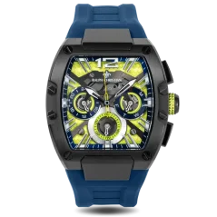 Relógio de homem Ralph Christian preto com pulseira de borracha The Intrepid Sport - Midnight Venom 42,5MM