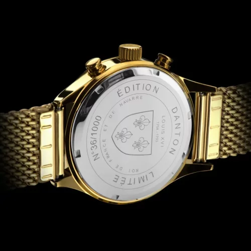 Ανδρικό χρυσό ρολόι Louis XVI με ατσάλινο λουράκι Danton - Gold 44MM