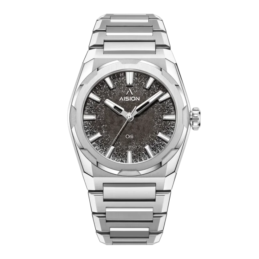 Men's silver Aisiondesign Watches with steel HANG Crafts - SILVER LEAF - HANMON KUROSOME 40MM Automatic