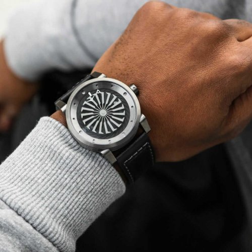 Zwart Zinvo Watches-herenhorloge met echt leren riem Blade Gunmetal - Black 44MM