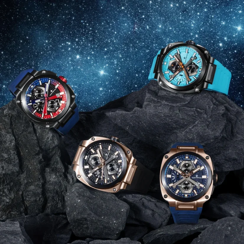 Men's black Ralph Christian watch with a rubber band The Titan Chrono Aqua Volt 45,5MM