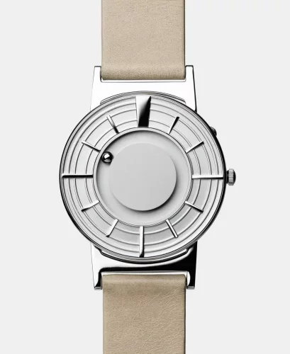 Reloj Eone plata para hombre con correa de cuero Bradley Edge - Silver 40MM