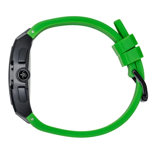 Orologio da uomo nero Ralph Christian con un braccialetto di gomma The Intrepid Sport - Lime Green 42,5MM