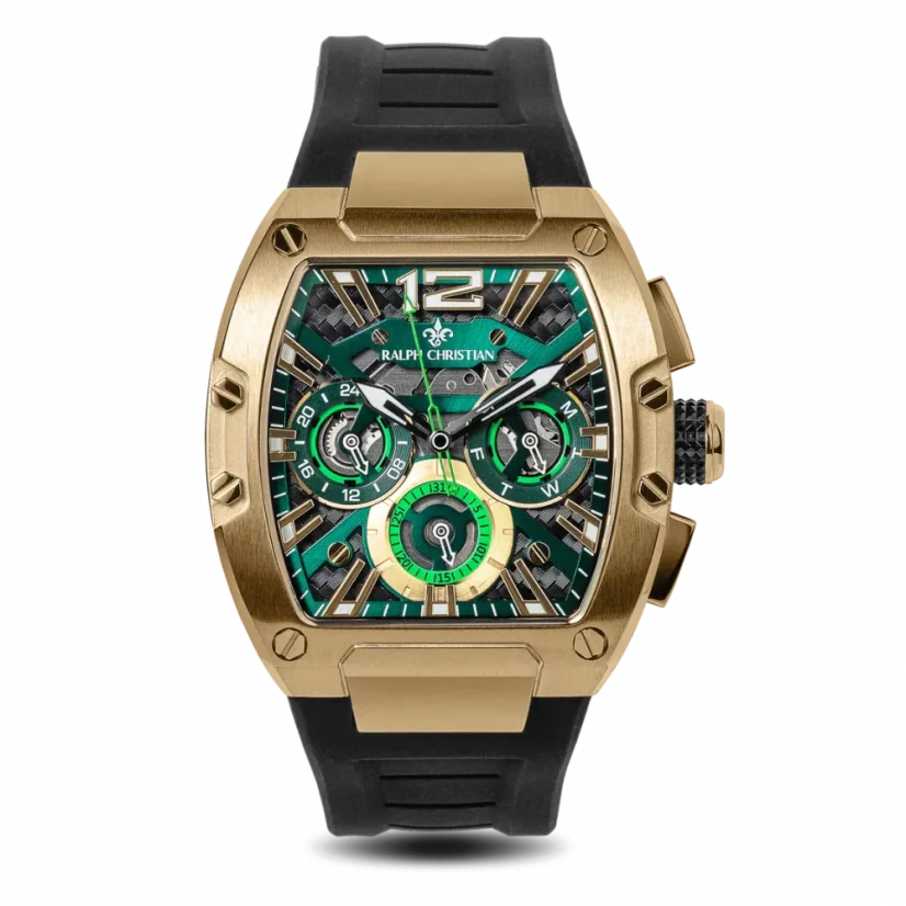 Men's gold Ralph Christian watch with a rubber band The Intrepid Sport - Gildede Gold 42,5MM