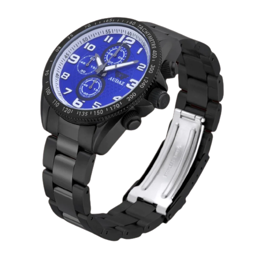 Czarny zegarek męski Audaz Watches ze stalowym paskiem Sprinter ADZ-2025-05 - 45MM