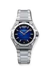 Stříbrné pánské hodinky Bomberg s ocelovým páskem EDGE BLUE 43MM Automatic