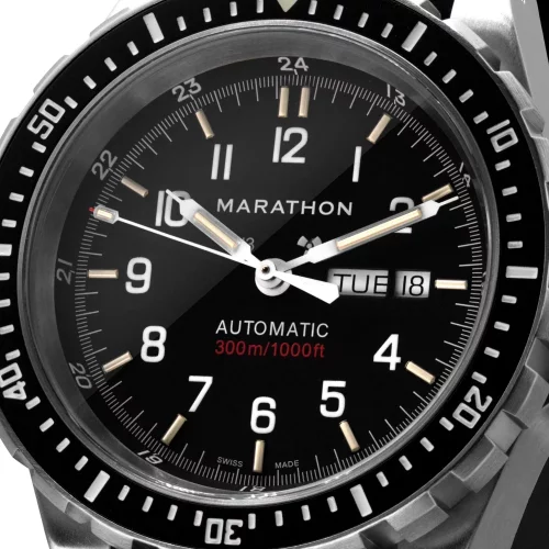 Orologio da uomo Marathon Watches in colore argento con cinturino in caucciù Jumbo Day/Date Automatic 46MM