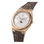 Zlaté pánské hodinky Valuchi Watches s koženým páskem Lunar Calendar - Rose Gold White Leather 40MM