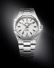 Men's silver Nivada Grenchen watch with steel strap 77 SST WHITE MK2 69014A77 With Date 38MM Automatic