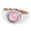 Men's silver Squale watch with leather strap 1521 Onda Pink Leather - Silver 42MM Automatic