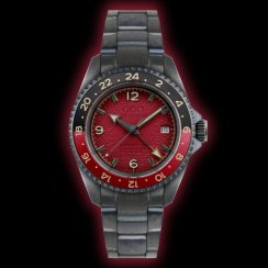 Men's silver Out Of Order Watch with steel strap Trecento Rosso Rubino 40MM Automatic