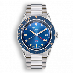 Montre Squale pour homme de couleur argent avec bracelet en acier Sub-39 GMT Vintage Blue Bracelet - Silver 40MM Automatic